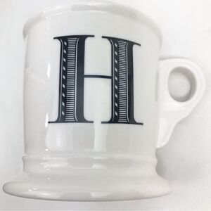 Anthropologie White Monogram Initial H Pedestal Mug